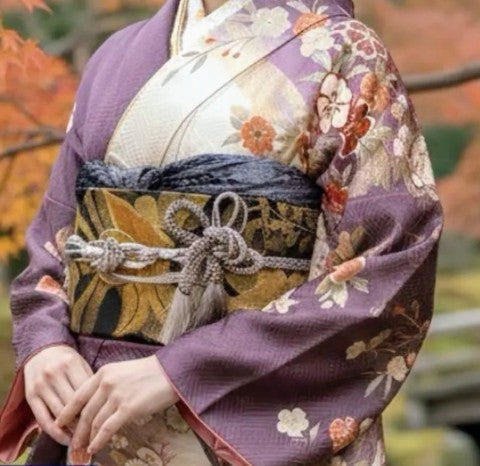 Soft Lavender Gradient Furisode Full Set with Seasonal Flowers