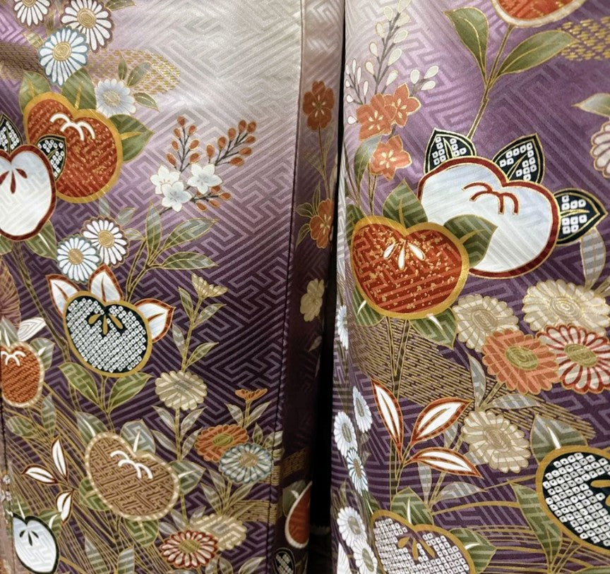 Soft Lavender Gradient Furisode Full Set with Seasonal Flowers