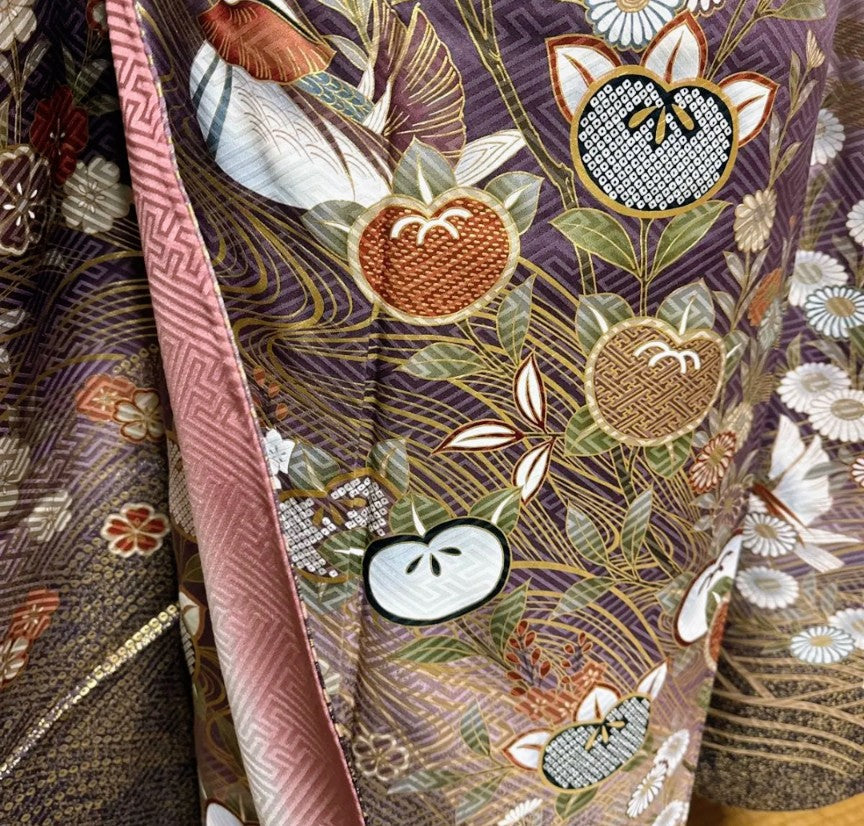 Soft Lavender Gradient Furisode Full Set with Seasonal Flowers