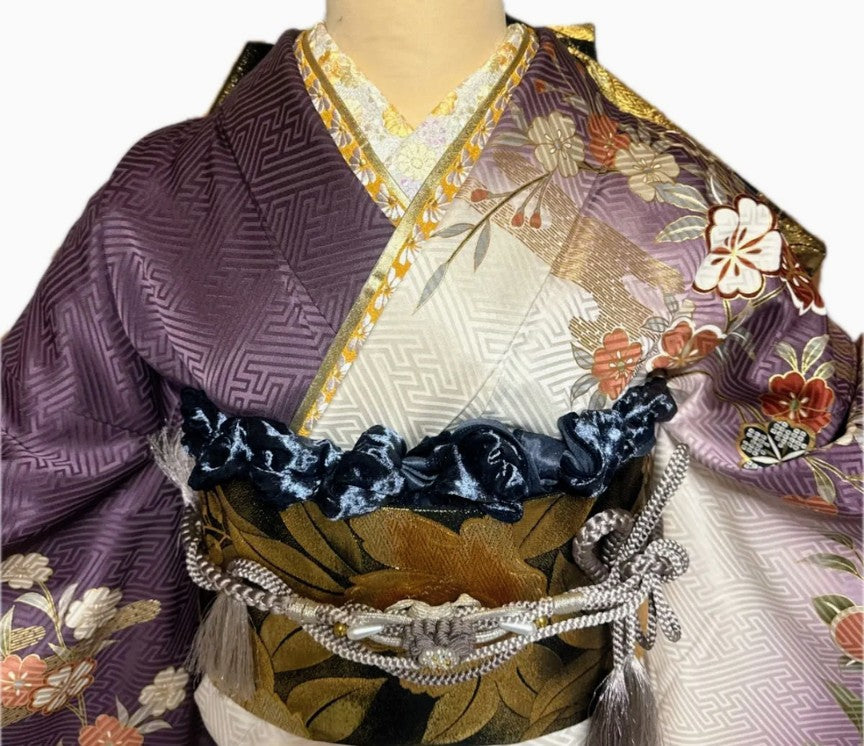Soft Lavender Gradient Furisode Full Set with Seasonal Flowers