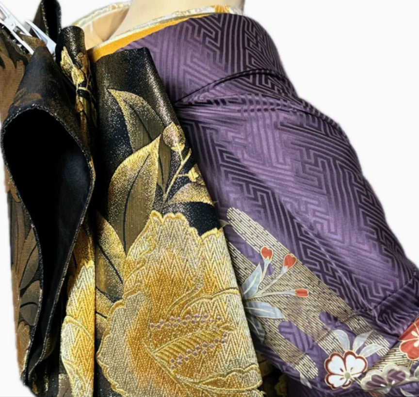 Soft Lavender Gradient Furisode Full Set with Seasonal Flowers