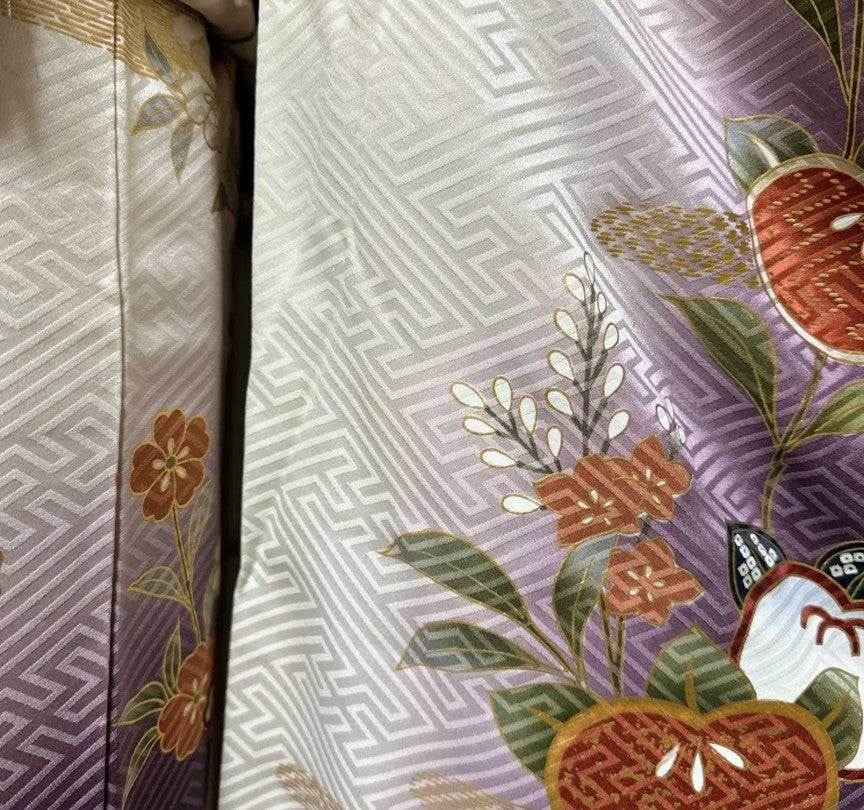 Soft Lavender Gradient Furisode Full Set with Seasonal Flowers