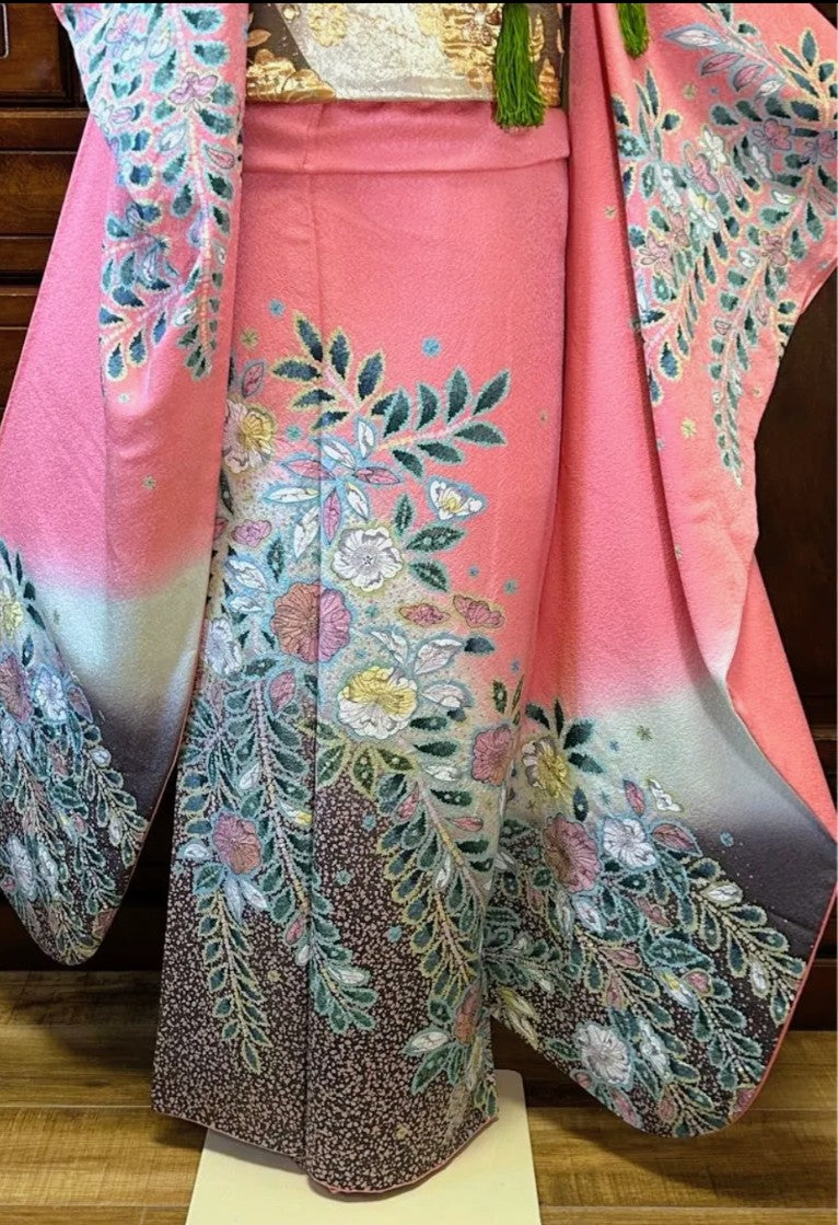 Artist-Made Furisode 5-Piece Set - Tsujigahana Shibori Pattern - Tall Size　「Free Shipping Included」