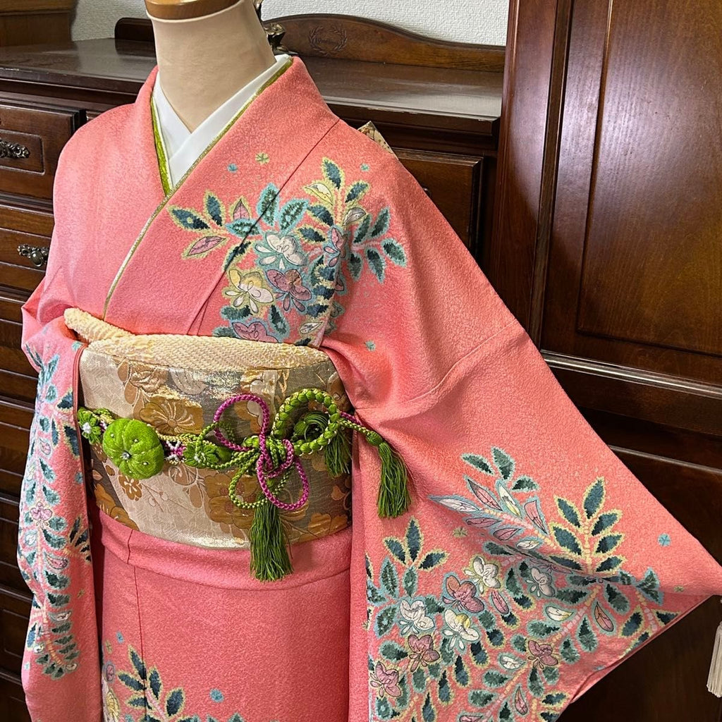 Artist-Made Furisode 5-Piece Set - Tsujigahana Shibori Pattern - Tall Size　「Free Shipping Included」