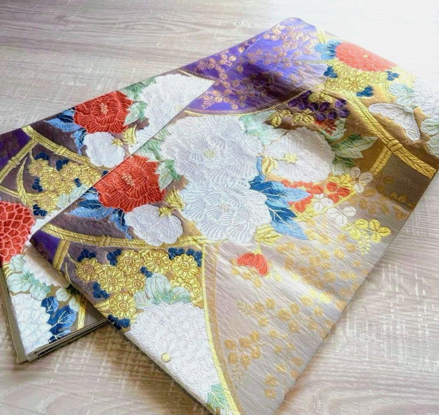 Retro & Classic Elegant Furisode Set with Gold Accents - Purple　