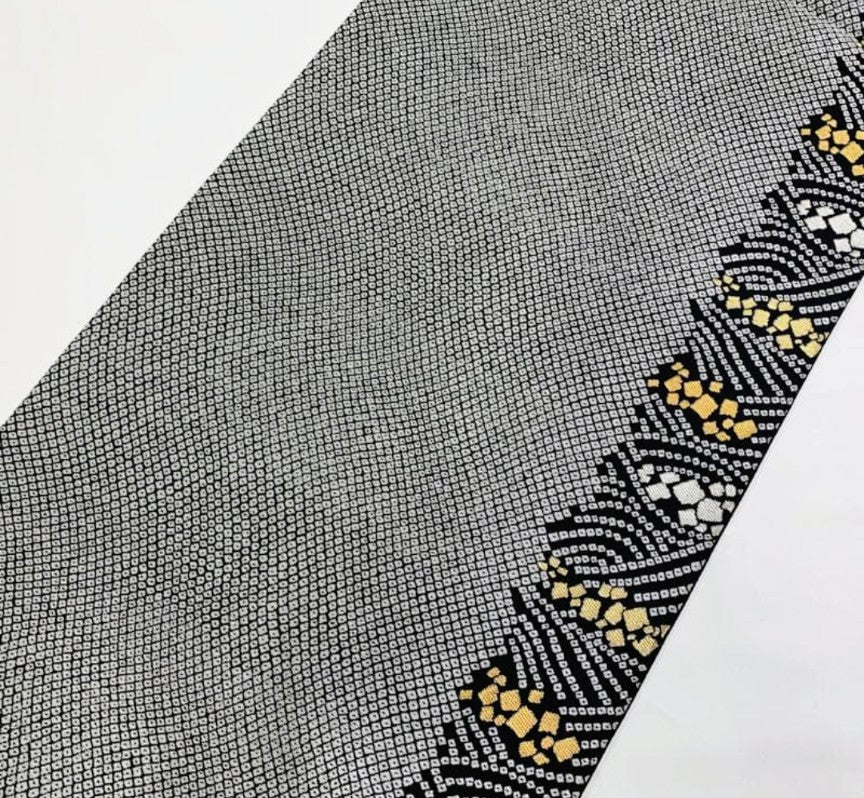 Kubota Itchiku Hōmongi & Fukuro Obi Set - Rare Checkered Pattern with Kanoko & Gold Silver Thread - Pure Silk - Pre-Owned