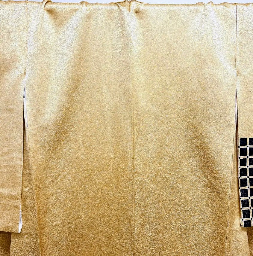 Kubota Itchiku Hōmongi & Fukuro Obi Set - Rare Checkered Pattern with Kanoko & Gold Silver Thread - Pure Silk - Pre-Owned
