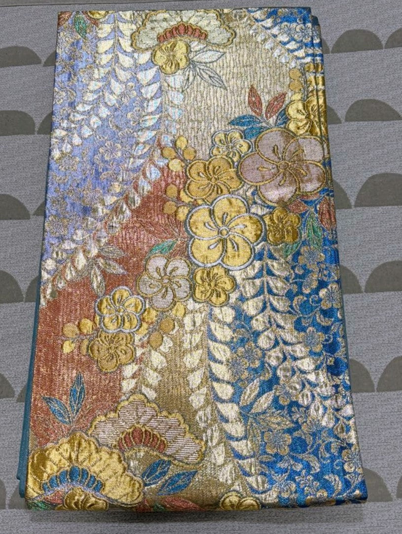 Saito Sansai Furisode, Juban & Fukuro Obi 3-Piece Set - Dancing Crane & Floral Gold Thread - Tall Size - Pre-Owned　「Free Shipping Included」
