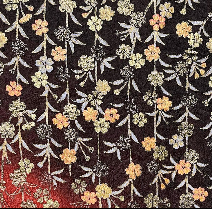 Pure Silk Furisode & Fukuro Obi 2-Piece Set - Butterfly & Weeping Branch with Gold Embellishments, Fukuro obi (formal sash) with butterfly embroidery and gold thread.　「Free Shipping Included」