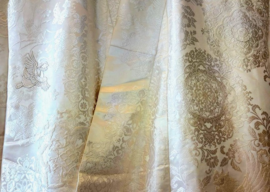 Pure Silk Shiromuku White Wedding Kimono with Sagara Embroidery - Phoenix