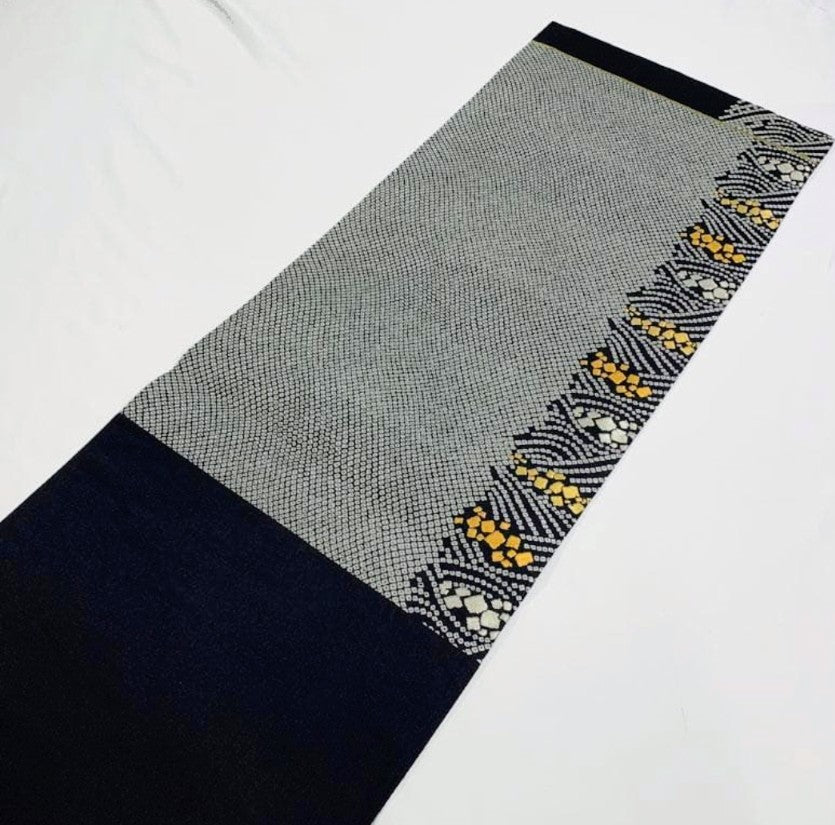 Kubota Itchiku Hōmongi & Fukuro Obi Set - Rare Checkered Pattern with Kanoko & Gold Silver Thread - Pure Silk - Pre-Owned