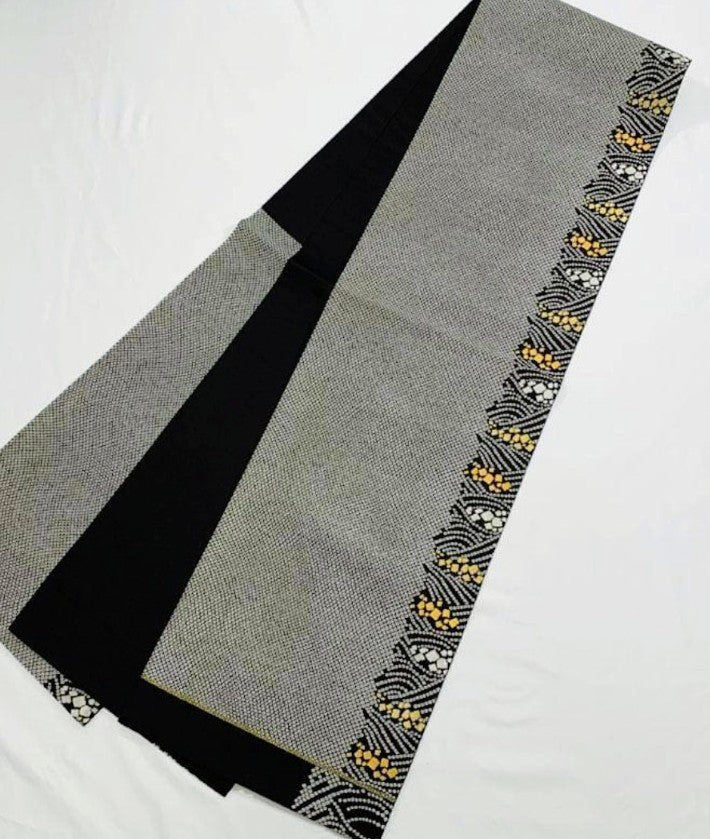 Kubota Itchiku Hōmongi & Fukuro Obi Set - Rare Checkered Pattern with Kanoko & Gold Silver Thread - Pure Silk - Pre-Owned