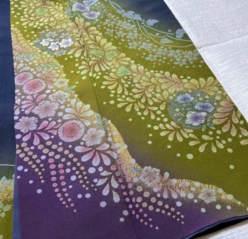 Tsujigahana Houmongi Kimono & Fukuro Obi Set - Authentic Silk - Pre-owned　「Free Shipping Included」