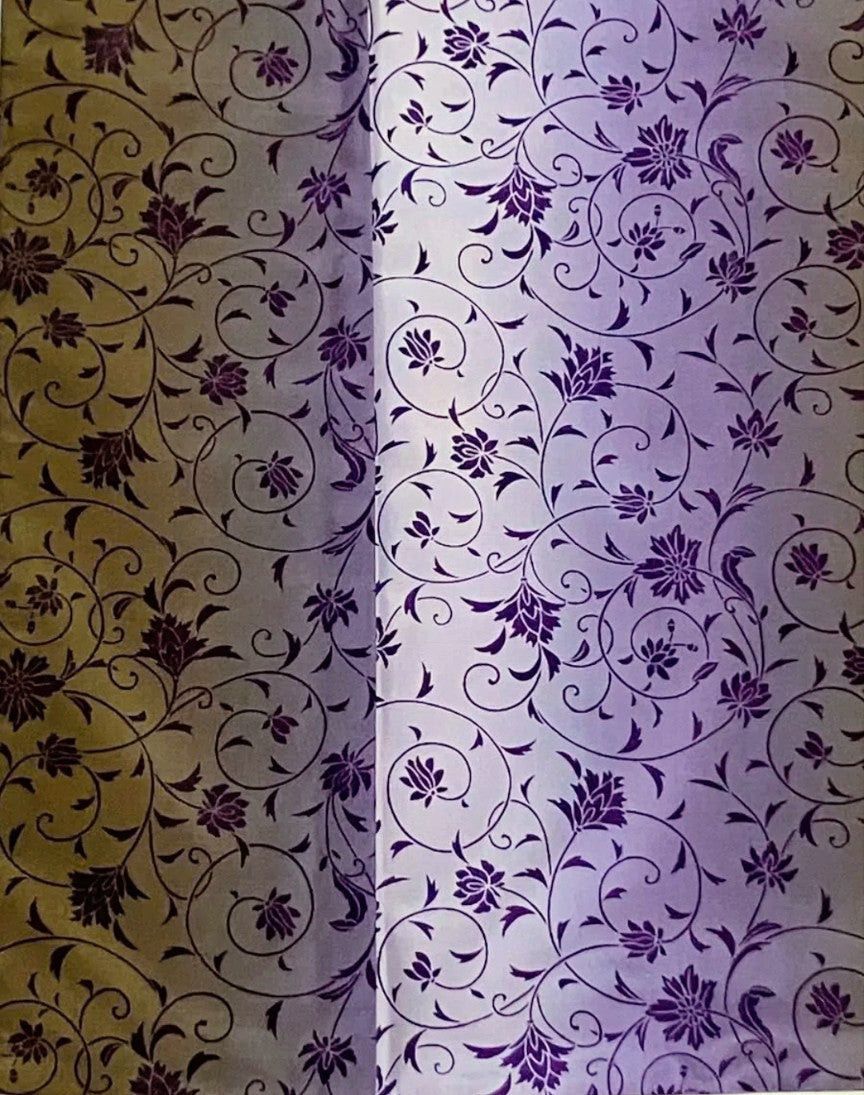 　Kosohin Kan'o Dyed Oshima Tsumugi Silk Fabric, Authentic Striped Oshima Tsumugi, Komon Pattern, Floral Arabesque, with Certificate of Authenticity, Brand New, Nishi