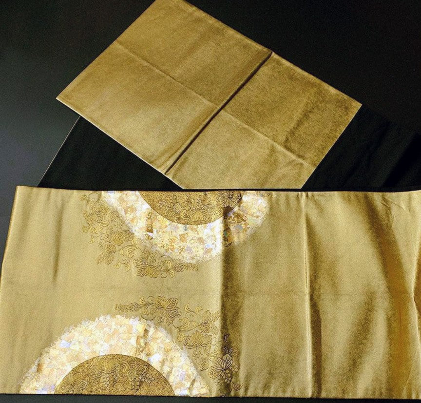 Hori Shohei Furisode & Obi 2-Piece Set - Gold Leaf Kinka-ori Floral Gradation - Pure Silk - Pre-Owned