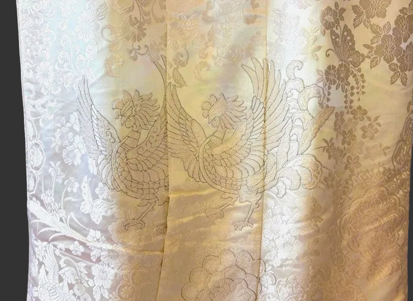 Pure Silk Shiromuku White Wedding Kimono with Sagara Embroidery - Phoenix